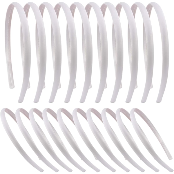 Lot of 20 Pieces 10 mm White DIY Headband Satin Covered Girl Child Headband Hair Accessory