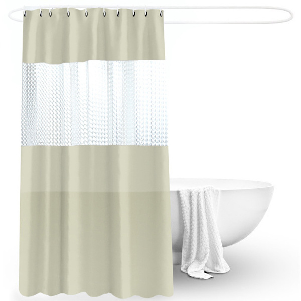 Beige Dusjforheng 200x180cm Halvtransparent Vanntett EVA Badeforheng for Bad