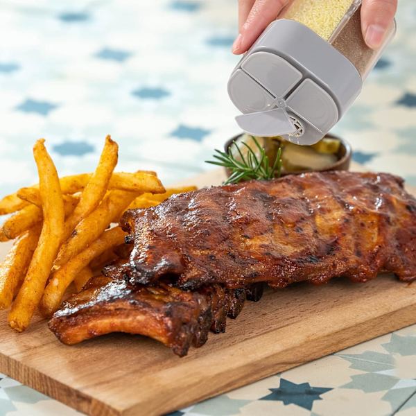 4 i 1 kryddburk, 2 stycken plastbehållare för kryddor, med justerbara hål kryddburk, för förvaring av kryddor, grillning, kryddor