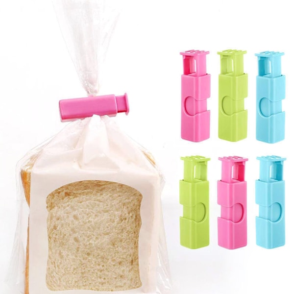 12 Pakk Brødposeklips, Pose Klips, Bagel Klips, Sklisikre Håndtak, Enkle å Klemme og Låse, Assorterte Farger