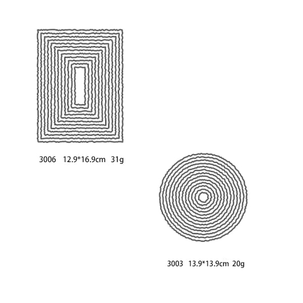 2 stk. Kuttedørformer Ellipse og Rektangel Formet Mal Metall Preget Sett for DIY Scrapbooking Album Bryllup Dekorasjon