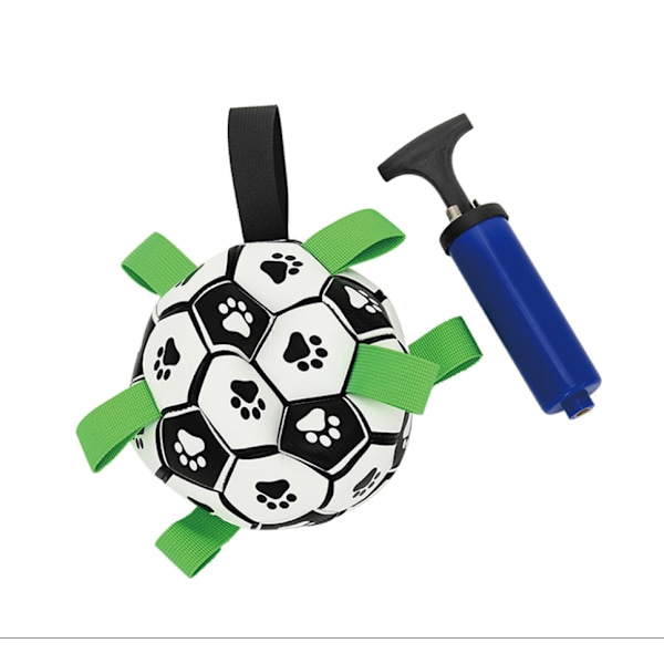 Luminous fotboll hundboll, hund leksak med handtag, fotboll hundboll med pump, hundboll leksak - interaktiv (19 cm) för inomhus, utomhus och i vatten
