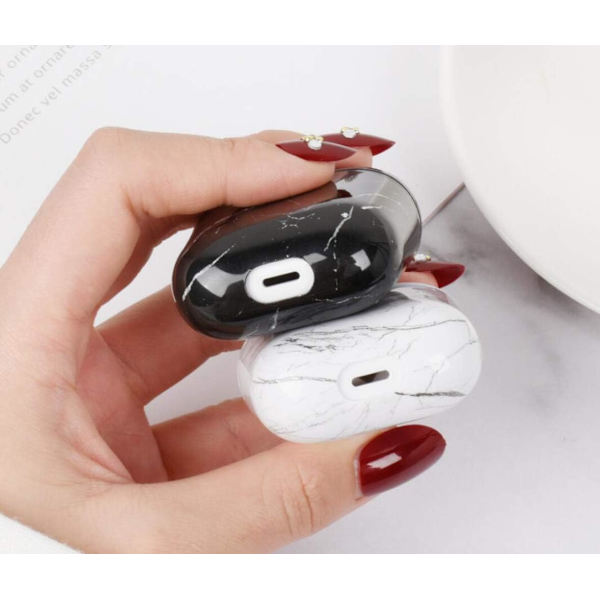 Til AirPods 1 og 2, Beskyttelsesmodul Kompatibel Blød Marmor Mønster PC Holdbar Stødsikker Bumper Skal Defender, Marmor Korn
