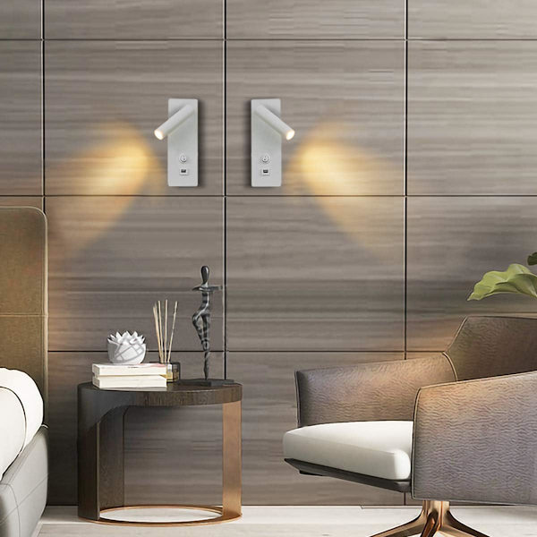Hvite 3000K Vegglamper Soverom LED Vegglampe Innendørs Trappevegglampe Hodegavl Bryter/LED 3W COB/Garasjer Korridorer Hoteller 360 Graders Rotasjon