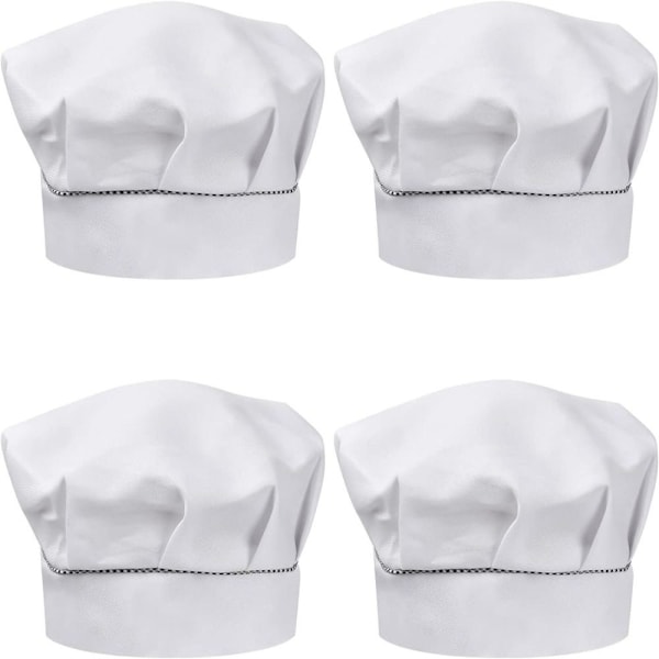 4 st barns kockhattar 3-13 år, justerbar kockhatt för pojkar och flickor, andningsbar polycotton kockhatt, kockmössa för småbarn till hemlagning White