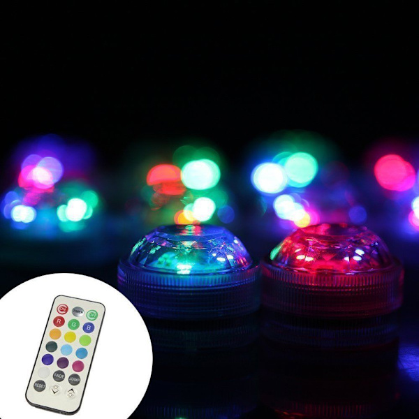10 st Mini nedsänkbara LED-lampor ALED LIGHT undervattenslampa vattentät RGB flerfärgad LED-ljusbelysning med 1 fjärrkontroll för simbassäng