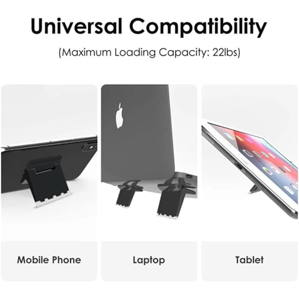 Set med 2 svarta minidatorstativ, osynligt laptopstativ, hopfällbart laptopstativ, lätt stativ, lämpligt för tangentbordstabletter och bärbara datorer