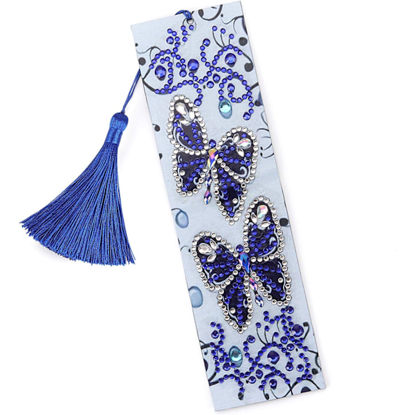 5D Diamant-pastet malerisett (Sommerfugl), DIY diamantmaleri bokmerker, diamantbroderi bokmerkesett med lærkvast, mal etter tallsett