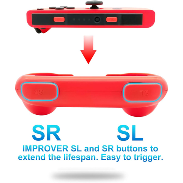 Set med 2 grepp (blå och röd) kompatibla med Nintendo Switch & Switch OLED, gummiyta grepp kompatibla med JoyCon