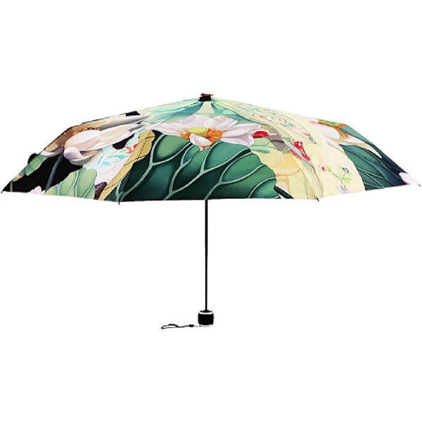 Foldbar Højend Umbrella Kreativ Design Kunst 3D Print Anti-UV Parasol Ultralet Ubrækkelig Kompakt, Vindtæt Solparasol Kvinder Piger, 98*56c