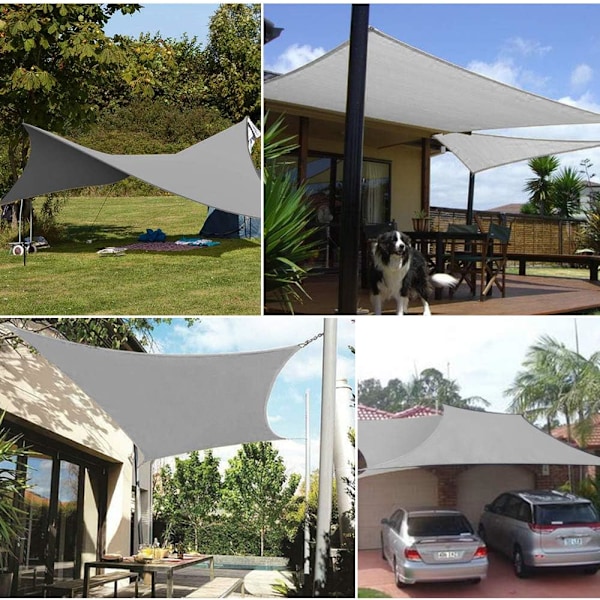 Rektangulær Skygge Sejl (Grå, 2 * 2m), UV-Strålebeskyttelse, Vandafvisende Skyggeklæde - Markise - Solbeskyttelse - til Have, Terrasse, Camping, Balkon