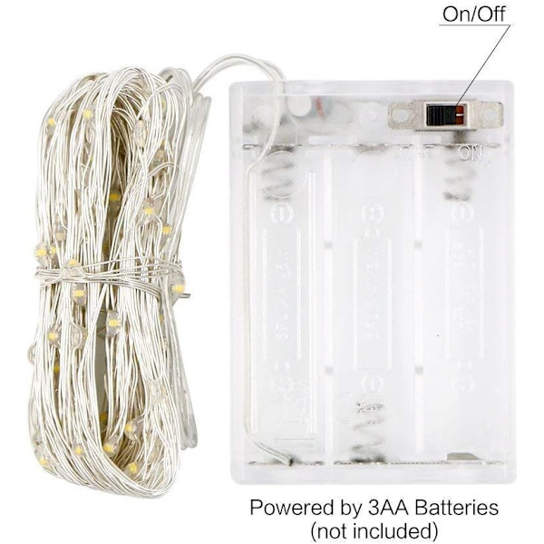 5m 50-LEDs Fe-ljus - [2-pack] (kallvitt), InteTech Vattentäta Fe-ljus Koppartrådslampkedja