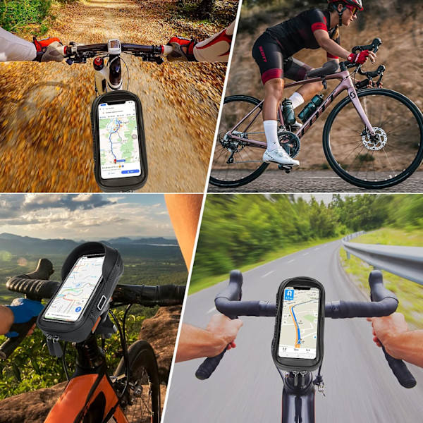 Vanntett telefonholder, sykkeltelefonholder sykkelveske styretelefonrammeveske sykkel foran scooter MTB elektrisk scooter motorsykkel med berøringsskjerm fo