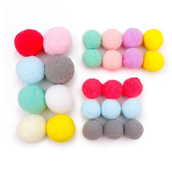 50 stycken katt leksak bollar 3 CM, mjuka färgglada katt bollar katt pompoms boll kattunge husdjur leksak interaktiv leksak för katt kattungar hund