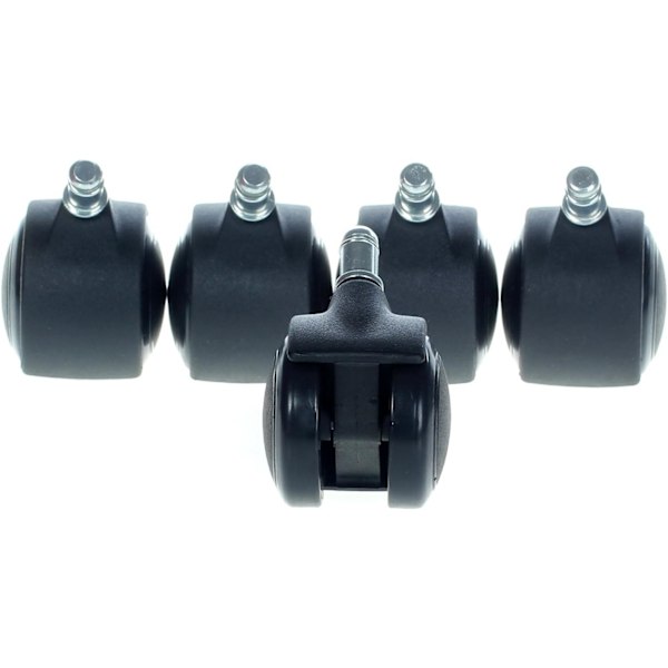 Sæt med 5 hårde gulvruller 11 mm - til kontorstole, 11/50 mm, Sort, KXD3200 Sort