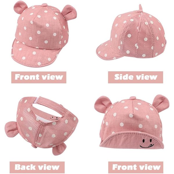 Bomulls babycaps for jente gutt barn solhatt justerbar caps vår sommer høst 6 til 30 måneder, nett hatt - pudder