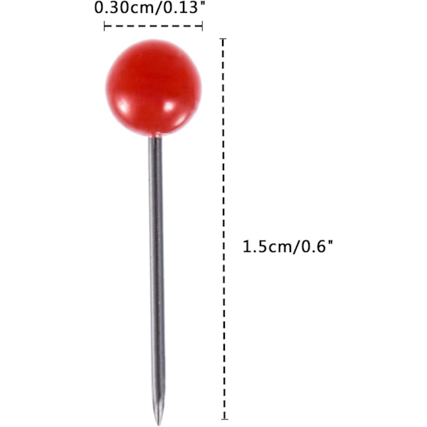 Kortnåle Push Pins Plastikhoved Med Stålspids, 1/8 tommer, 500 Styk