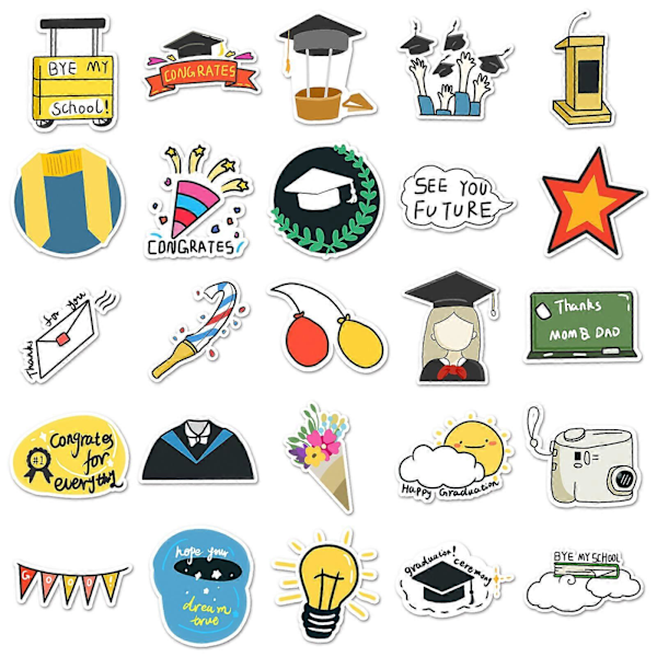 Eksamenssesong, Lilla Gotisk Doodle, Klistremerker for Barn, 50 Pakke Blandede Vinylklistremerker for Laptop, Telefon, Vannflaske, Skateboard, Koffert, Gitar,