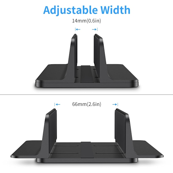 Sort Lodret Laptop Stativ, Justerbar Aluminium Laptop Stativ Bord Laptop Stativ til MacBook Pro/Air, iPad, Surface, HP, Lenovo, Tablet og Andre Lapt