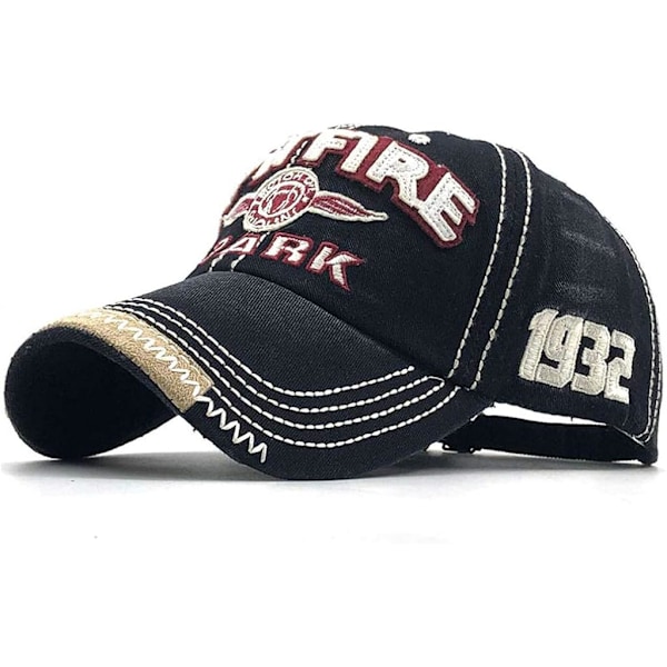Vintage Baseball Cap Herr Spark Letters Cap Snapback Hip Hop Flat Cap Retro Hat Utomhus Sport Alfabete Broderi Cap Kvinnor-Svart