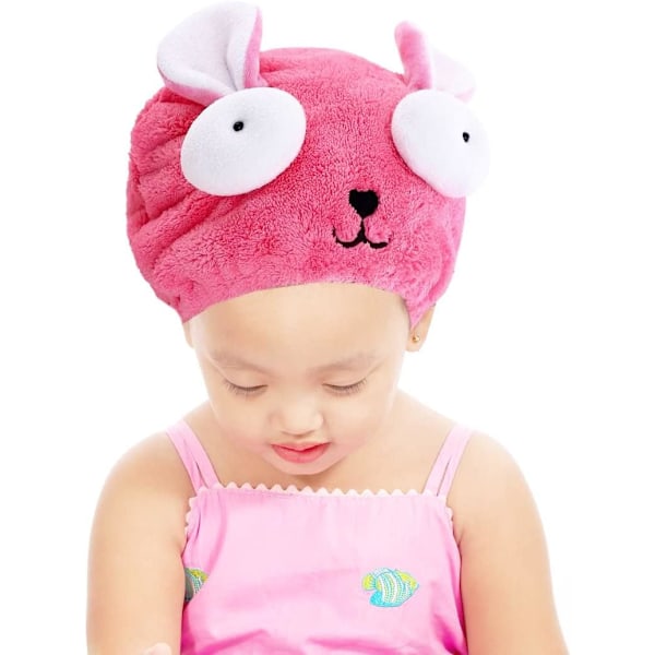 2X Tørt Hårhatt, Tørkende Badehatt Dusjhode Bad og Spa Håndkle Badehette Tørr Turbanhette Raskt Tørkende Absorberende Håndkle for Barn (20*24cm)