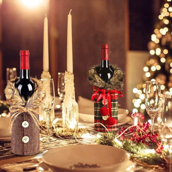 Jultomte Vinflaskeöverdrag (17*24cm), 2st Vinflaskeöverdrag, Jul Dekorationsväskor för Flaskor, Jul Vingåva Väskor, Vinflaskeöverdrag för