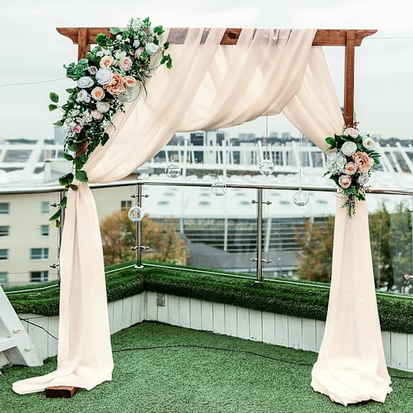 Champagnefärgad tyllgardin, 75 x 550 cm bröllopsbåge väggdekoration, stretch tylldraperingstyg, för bröllopsdekoration, ceremoni, fest, bakgrund,