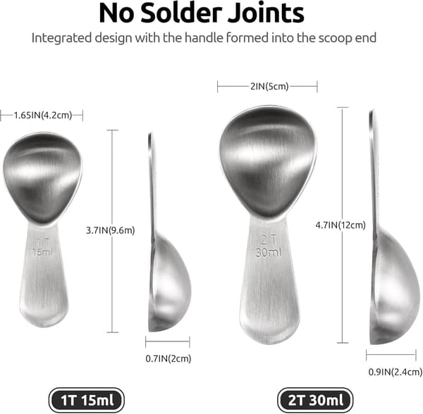 15 ml & 30 ml Kaffeemåleske i Holdbart 18/8 Rustfrit Stål