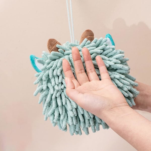 Hängande Handdukar för Badrum med Hängöglor Söta Djur Larv Dekorativ Bollhandduk Fluffig Mikrofiber Plysch Snabbtorkande