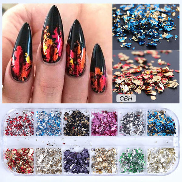 8g Nagelkonst Glitter Snöflingor Sekvenser Regnbåge Laser Naglar CBY