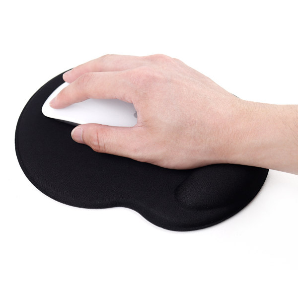 Svart ergonomisk musmatta med handledsstöd Gelstöd Smärtlindring med halkfri polyuretanbas Svart, marmorerad