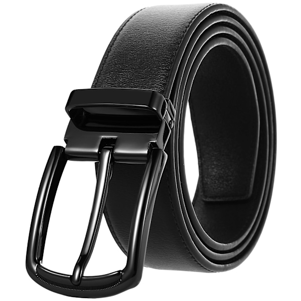 Svart bälte - Herr Läder Jeans Bälte Justerbart Läder Bälte för Män 34mm Bredd 110-130CM