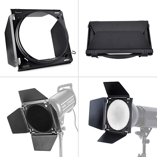 BD-04 Barn Door Kit Honningkage Dør, Fire-Vinge Reflektor og 4 Kompatible Farvefiltre (SUBD04)