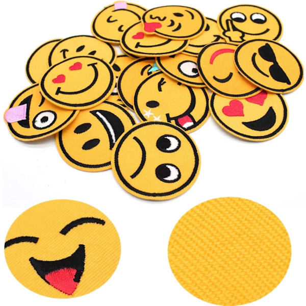 Broderi-lapp 26 stk Emoji-udtryk Sy Jern-på-lapper Børns Jern-på-Ecusson til Tøj T-shirt Jeans Jakke Taske DIY