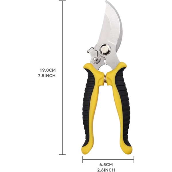 Trädgårdssax (gul), trädgårdssax, grenklippare, för färska grenar och kvistar, non-stick beläggning, rostfritt stål, Prof