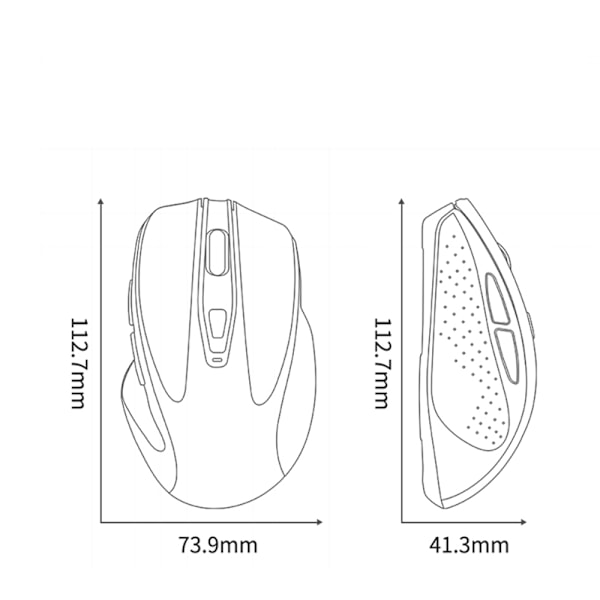 Trådløs Mus, 2.4G Optisk Mus 2600 DPI med 5 Justerbare Nivåer, Ergonomisk Mus for PC, Skrivebord/Bærbar - Svart