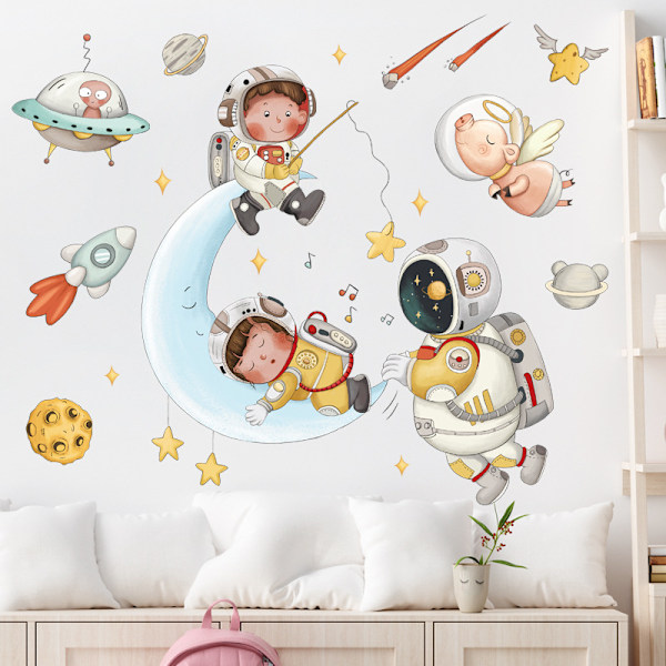 Børne Astronaut Vægmærker Raket Astronaut Vægdekoration Soveværelse Børn Baby Børneværelse Stue