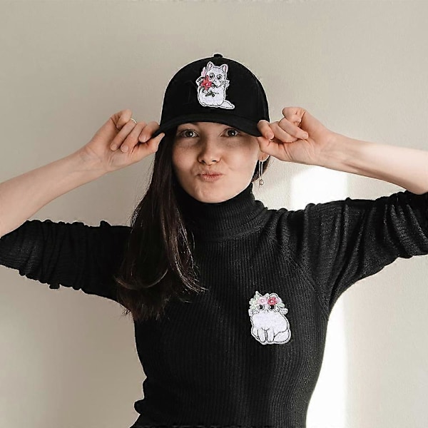 11 Stycken Djur Broderade Stryk på Märken, Katt Stryk på Märken Set, Sy På/Stryk på Märke Applikation för Kläder, Klänning, Hatt, Jeans, DIY Tillbehör