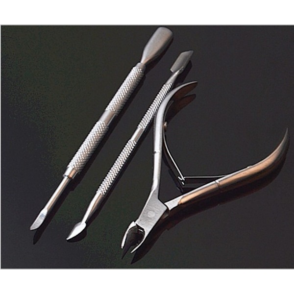 Nagelbands-skrapa, nagelklippare, nagelbandstrimmer, nagelbandspusher, set med 3