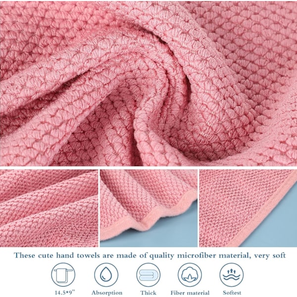 6 Styk Børnehåndklæder med Hængesløjfe - Dyrehåndklæder, Sød Absorberende Mikrofiber Håndklæder, Ansigtsklæder