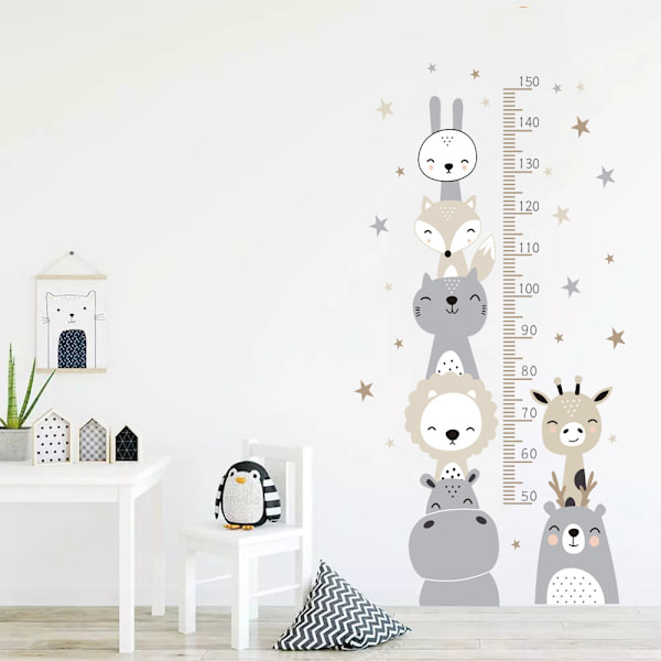 Høydediagram Veggklistremerke for Barn, Baby Vekst Høyde Vegglinjal, Skogdyr Mus Ugle Ekorre Tre Høydemåling Veggdekor, DIY Dekor for K