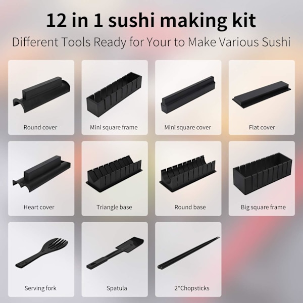 Sushi Maker Kit 10PCS Sushi Formar Sushi Förberedelse Kit Set Ris Rulle Sushi Kit Sushi Maker DIY Kök Komplett Set Lämplig för Nybörjare