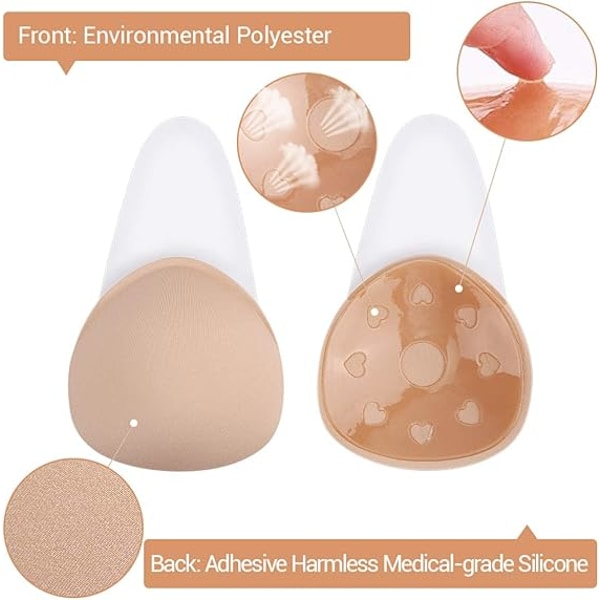 Støtte (L) - Stroppeløs Usynlig Lim-BH for Kvinner Gjenbrukbar Push Up Usynlig Sticky BH Ryggløs BH