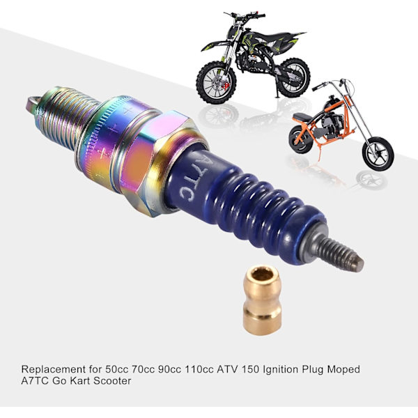 4 stk Blå A7TC Høy Ytelse Tennplugg Erstatning for Motorsykkel Tennplugg Erstatning for 50cc 70cc 90cc 110cc Mopeder og ATV 150 Tennplugg R