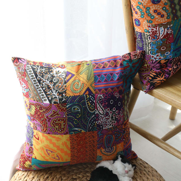 Mandala Putetrekk 60x60 cm Bomull og Lin Bohemisk Dekorativ Putevar Vanntett Kvadratiske Putetrekk med Blomstermønster for Sofa Stue Liv