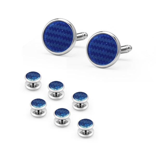 Cufflinks for Men French Shirt Blue Round Fiber Cufflinks Cufflinks Set