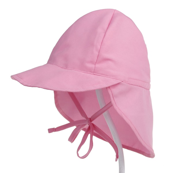 Pink Baby & Toddler Solhat med Flap til Nakkebeskyttelse - Justerbar Hakestropp - UV-Solbeskyttelse - Hovedomkreds 44-48 cm