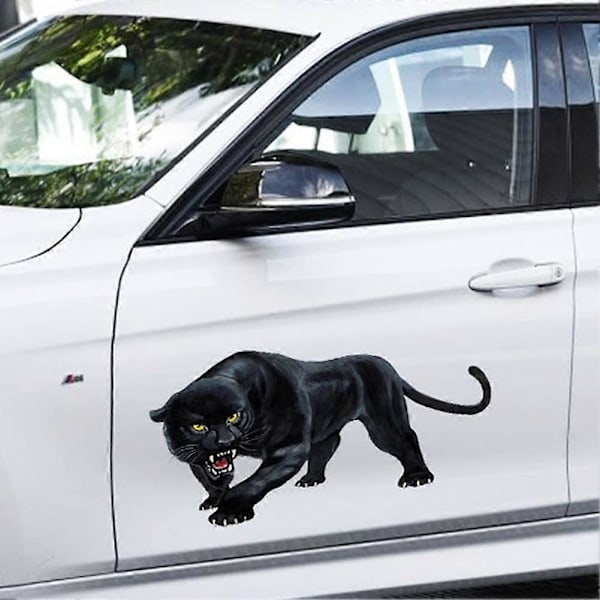 Bildekaler, 3D-bildekaler Kreativ bildekorationsdekal Självhäftande dekal Anpassad huvdekal Vinyl Vattentät dekal Svart Katt Leopard Stic