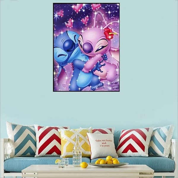 5D DIY Diamantmaleri, Stitch 5D DIY Diamantbroderi Maleri Komplett Sæt, Diamantmaleri Håndværk Rhinestone Krydssting Maleri til Voksne,