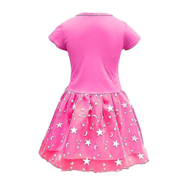 Barn paljetter Unicorn Princess Dress Kortärmade A-line klänningar för 2-7 åriga tjejer Rose Red